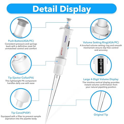 FOUR E'S SCIENTIFIC 1-10ml ماصة أحادية القناة مع عبوتين من جهاز قياس الكريات النويباور المحسن in Saudi Arabia