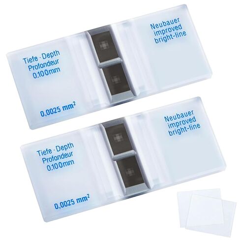 Gdncbm Improved Neubauer Hemocytometer with Bright Lines, Cell Counter Chamber with 2 Cover Glasses for Cell and Pollen Counting in Laboratory Use in Saudi Arabia
