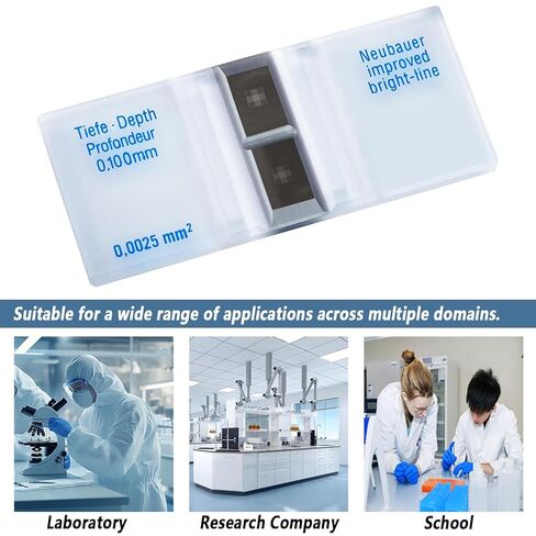Gdncbm Improved Neubauer Hemocytometer with Bright Lines, Cell Counter Chamber with 2 Cover Glasses for Cell and Pollen Counting in Laboratory Use in Saudi Arabia