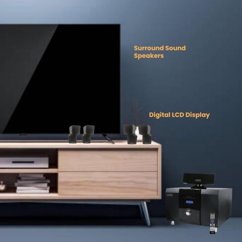 5.1 Channel Home Theater System with 10" Subwoofer, 500W Peak Power, Bluetooth 5.0, FM Radio, Remote Control - for Movies/Music/Karaoke (5 Speakers + RCA/USB) in Kuwait