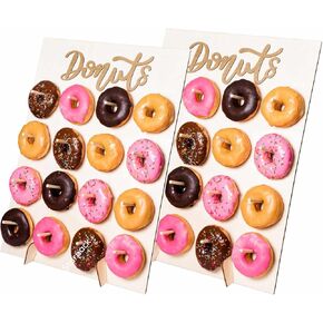 Starpack 'Hole Lotta Love' Premium Donut Wall Stand for Party (2 Pcs) - Wooden Donut Stand for Dessert Table - Treat Holder Stand for Party - Durable Treat Wall Display Stand for Decorations & Festive in Saudi Arabia