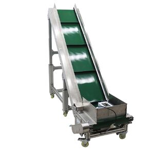 TECHTONGDA Climbing Conveyor Electric PVC Belt Conveyor Adjustable Height Adjustable Speed Aluminum Alloy Frames with 1.5Inch Baffles Load 88LBS Green 15.7 inch Wide Belt in Kuwait