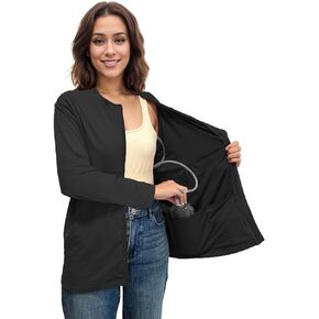 قمصان Youdiao لاستئصال الثدي مع جيوب تصريف وأكمام طويلة لاستعادة الثدي يجب أن تمتلك ملابس ناعمة بسحاب in Kuwait