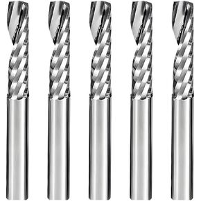 LYZYSNEJ 50 قطعة لقم توجيه CNC مطحنة نهاية 3.175 مم 4 مم 5 مم 6 مم قاطع طحن كربيد حلزوني واحد من النوع O نقش فلوت قطع طحن لخشب PVC الأكريليك (5 × 42 مم) in Kuwait