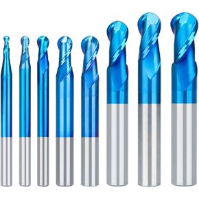 LYZYSNEJ 1 قطعة نانو الأزرق معطف الكرة الأنف نهاية مطحنة CNC راوتر بت HRC 65 2 الناي دوامة نهاية مطحنة التنغستن قاطع كربيد أداة طحن in Kuwait