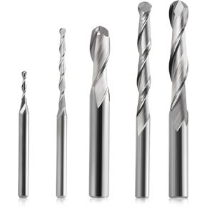 LYZYSNEJ 10 قطع من مطاحن نهاية الأنف الكروية 3.175/4/6 مم عرقوب 2 كرة فلوت أنف حلزونية قاطعة الطحن باستخدام الحاسب الآلي لقمة الطحن والنقش (3.175 × 22) in Kuwait