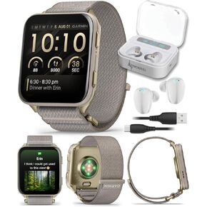 Wearable4U Garmin Venu X1 Thin and Lightweight GPS Smartwatch, AMOLED Display, Black with Slate Titanium Comfort Fit Nylon Band Power Bank Bundle in Saudi Arabia