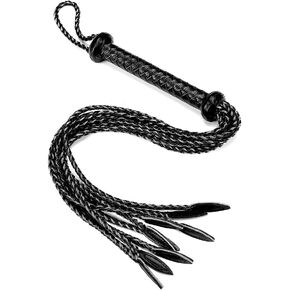 Tryolove Genuine Leather 9-Tail Whip Collection - Hand-Braided Equestrian & Role Play Whips in Multiple Styles (Red/Black, All Black, Black/Gold) in Saudi Arabia