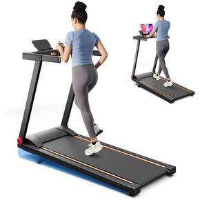 Treadmill with 5% Incline, 300lbs Capacity Folding 15 HP Small Treadmills for Home Portable Running Treadmill with Handles Quiet Brushless Dual Cushion System, Electric Compact Treadmil in Saudi Arabia