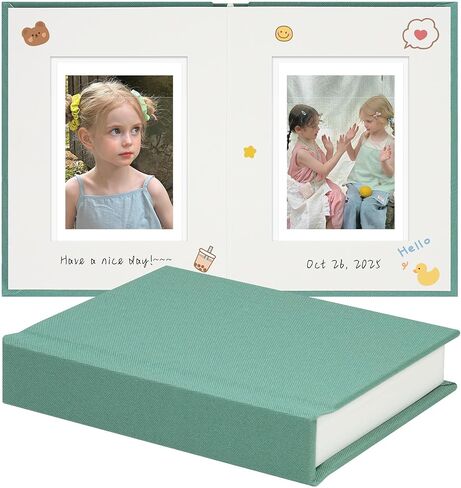 ألبوم صور فينروز بولارويد مع مساحة للكتابة - 2x3 ألبوم صور لـ Instax Mini & Polaroid Go ، 26 مجموعة من أجهزة السفر عبر الزفاف ، ألبوم الكتان الصغير للصور الفورية ، الأزرق in Saudi Arabia