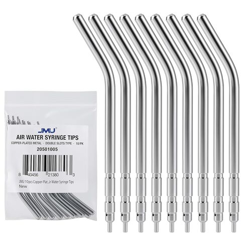 JMU 10 PCS Double Slots Copper-Plated Metal Air Water Syringe Tips for Dental Clinic in Saudi Arabia