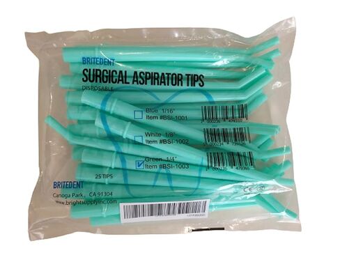 BRITEDENT Large Vented 1/4" Diam. Universal Disposable Latex Free Surgical Aspirator Suction Tips. Green. 100 Pcs in Saudi Arabia