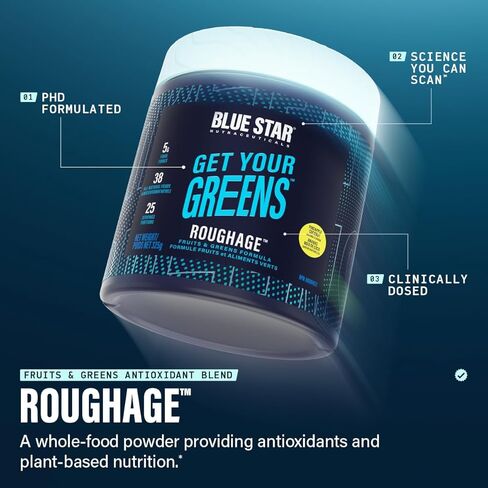 Blue Star Nutraceuticals ROUGHAGE - 38 Fruits & Greens Superfood powder | No artificial flavors or sweeteners | Amazing Taste (Pineapple Coconut) in Saudi Arabia
