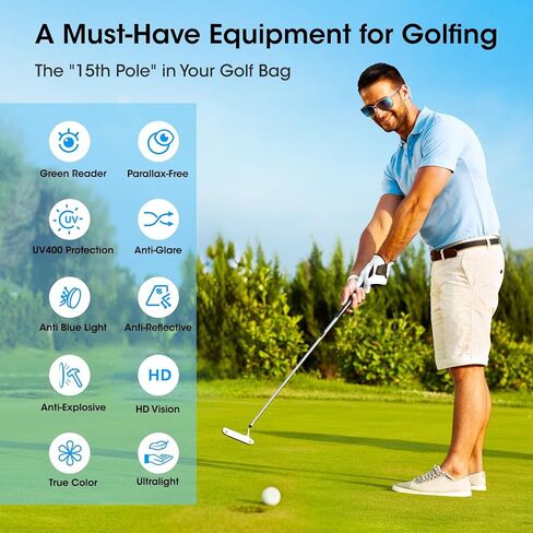 نظارات شمسية Xoxocos Golf للرجال، عدسات مستقطبة للقراءة باللون الأخضر، خفيفة الوزن وأنيقة للعب الغولف وصيد الأسماك والقيادة in Kuwait