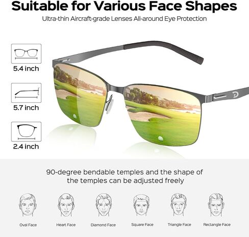 نظارات شمسية Xoxocos Golf للرجال، عدسات مستقطبة للقراءة باللون الأخضر، خفيفة الوزن وأنيقة للعب الغولف وصيد الأسماك والقيادة in Kuwait
