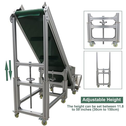 TECHTONGDA Climbing Conveyor Electric PVC Belt Conveyor Adjustable Height Adjustable Speed Aluminum Alloy Frames with 1.5Inch Baffles Load 88LBS Green 15.7 inch Wide Belt in Kuwait