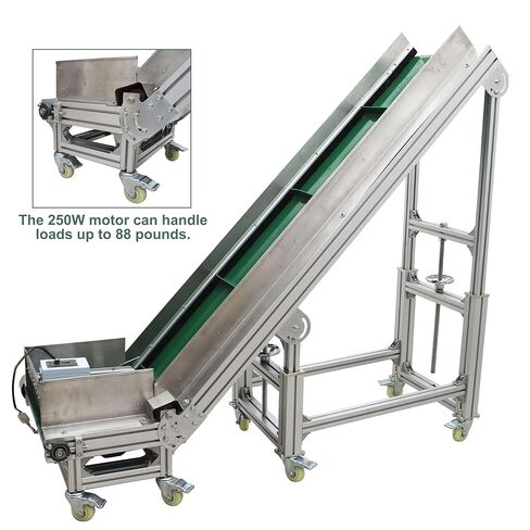 TECHTONGDA Climbing Conveyor Electric PVC Belt Conveyor Adjustable Height Adjustable Speed Aluminum Alloy Frames with 1.5Inch Baffles Load 88LBS Green 15.7 inch Wide Belt in Kuwait
