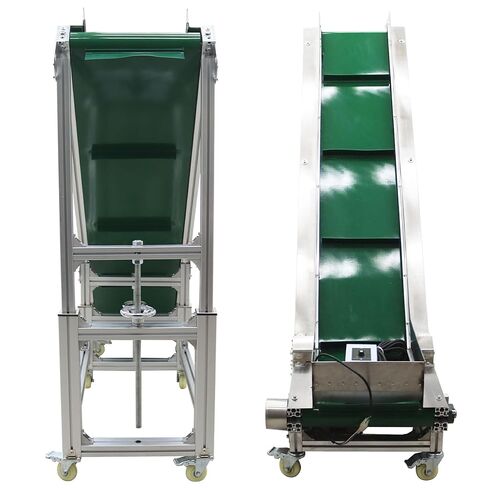 TECHTONGDA Climbing Conveyor Electric PVC Belt Conveyor Adjustable Height Adjustable Speed Aluminum Alloy Frames with 1.5Inch Baffles Load 88LBS Green 15.7 inch Wide Belt in Kuwait