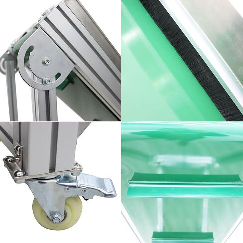 TECHTONGDA Climbing Conveyor Electric PVC Belt Conveyor Adjustable Height Adjustable Speed Aluminum Alloy Frames with 1.5Inch Baffles Load 88LBS Green 15.7 inch Wide Belt in Kuwait
