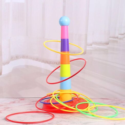 KOLAAZRE Children's Parent-Child Girl Throwing Ring Toy Ring stall Outdoor Throwing Ring Tower Kindergarten Game Toys Towel, 24 circles in Saudi Arabia
