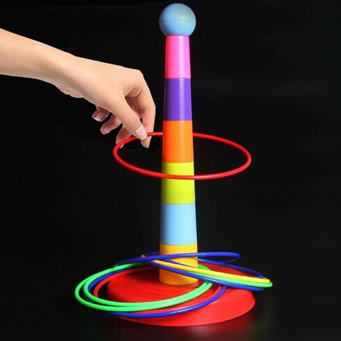 KOLAAZRE Children's Parent-Child Girl Throwing Ring Toy Ring stall Outdoor Throwing Ring Tower Kindergarten Game Toys Towel, 24 circles in Saudi Arabia