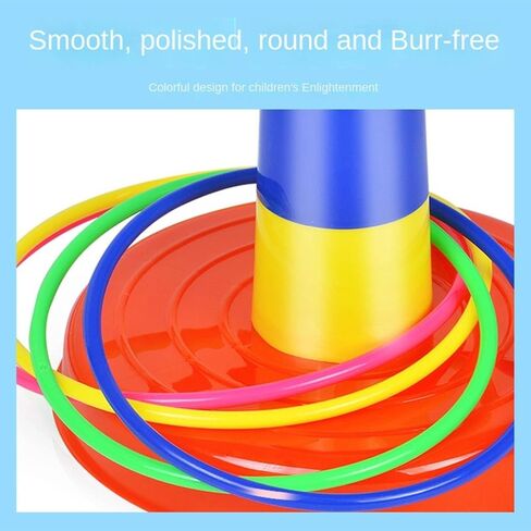 KOLAAZRE Children's Parent-Child Girl Throwing Ring Toy Ring stall Outdoor Throwing Ring Tower Kindergarten Game Toys Towel, 24 circles in Saudi Arabia
