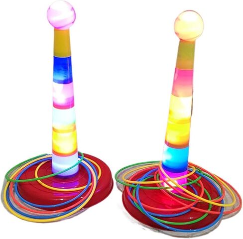 KOLAAZRE Children's Parent-Child Girl Throwing Ring Toy Ring stall Outdoor Throwing Ring Tower Kindergarten Game Toys Towel, 24 circles in Saudi Arabia