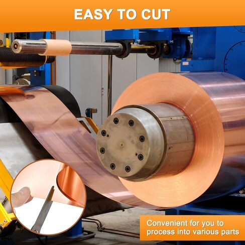 M METERXITY Copper Sheet Roll, 6in x 5ft x 0.002in (WxLxT) 99.9% Pure Copper Flashing Strip with Gloves for DIY Projects/Roofing/House Repair, Metal Foil Plate [1524x152x0.05mm] in Saudi Arabia