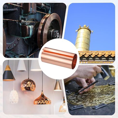 M METERXITY Copper Sheet Roll, 6in x 5ft x 0.002in (WxLxT) 99.9% Pure Copper Flashing Strip with Gloves for DIY Projects/Roofing/House Repair, Metal Foil Plate [1524x152x0.05mm] in Saudi Arabia
