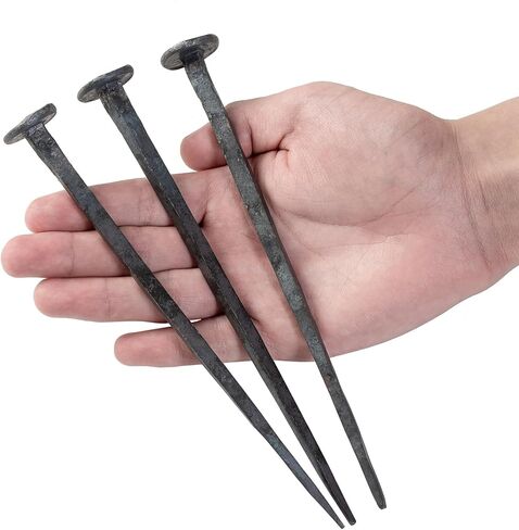 TRASEXTRA 3 قطع أظافر مزورة يدويًا، صليب يسوع، أظافر زخرفية من الحديد المطاوع، أظافر حديدية، مسمار رأس مسطح لصلب يسوع، الحالة الأصلية، مع طبقة الصدأ وأكسيد مزورة، لمسة نهائية من الحديد الرمادي الطبيعي (3) in Kuwait