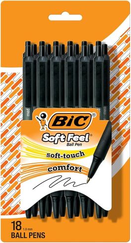 BIC Soft Feel Assorted Colors Retractable Ballpoint Pens, Medium Point (1.0mm), 18-Count Pack, Colorful Pens With Soft-Touch Comfort Grip in Saudi Arabia