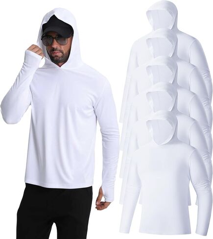 Men's Fishing Hoodie Shirts 4 Pack/5 Pack Sun Protection UPF 50+ Running Swimming Rash Guard Shirt in Saudi Arabia