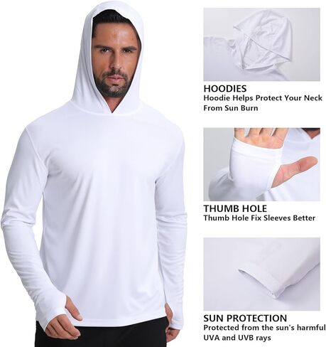 Men's Fishing Hoodie Shirts 4 Pack/5 Pack Sun Protection UPF 50+ Running Swimming Rash Guard Shirt in Saudi Arabia