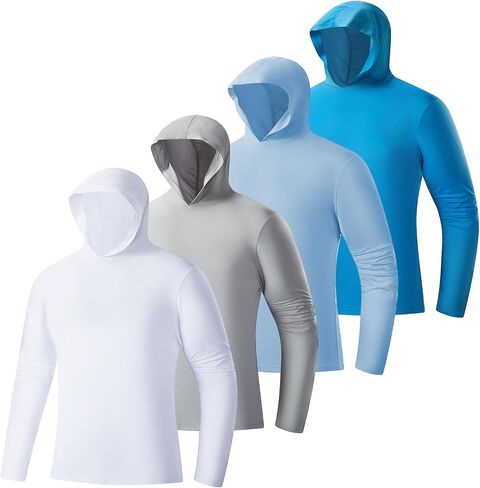 Men's Fishing Hoodie Shirts 4 Pack/5 Pack Sun Protection UPF 50+ Running Swimming Rash Guard Shirt in Saudi Arabia