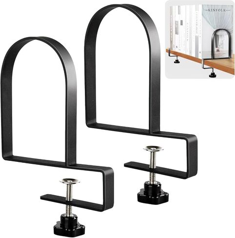 Ajart Book ينتهي للأرفف: Black Huchice Bookends - Metal Clamp Book Constration Holders (Matte Black) in Kuwait