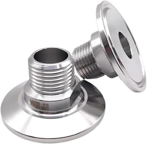 1pc NPT Male Thread 1/4"1/2" 3/4"1" 304 Stainless Steel Three Clamp Ferrule 25.4 50.5 64mm Homemade Water Oil Adapter(SS316L,FERRULE 50.5MM_0.375INCH) in Saudi Arabia
