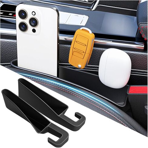 2PCS Car Seat Gap Filler Organizer Box,Dual Zone Center Console Organizer for Storing Phones,Keys,Cards,Multi-Purpose Car Console Organizer for Adding Car Seat Organizer in Saudi Arabia