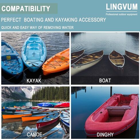 LINGVUM Manual Bilge Pump for Kayak, Canoe and Boat, 17" Portable Siphon Hand Water Pump for Kayaks with Reversible Hose, Yellow in Saudi Arabia