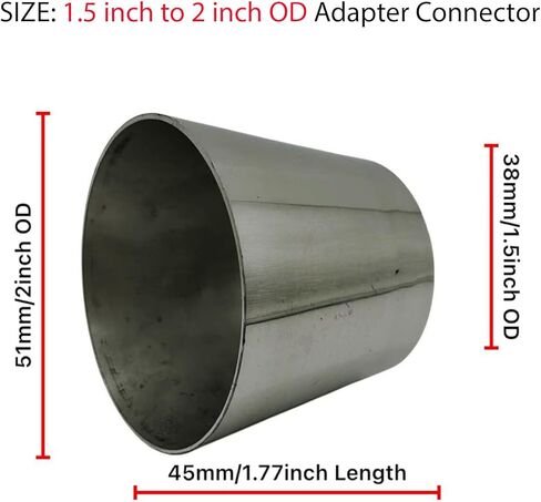 Chrome Silver SS304 Stainless Steel Adapter Connector Mandrel Exhaust Bend Elbow Pipe Concentric Reducer for Car Industrial Piping 2pcs (1.5 inch to 2 inch OD) in Kuwait