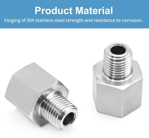 DUZFOREI 5Pcs Forged Reducer Adapter Fittings, 1/4-Inch Male Pipe x 3/8-Inch Female Pipe, 304 Stainless Steel Reducing Pipe Fittings, Suitable for Air Gas Oil Fuel Refrigeration Instrumentation in Kuwait