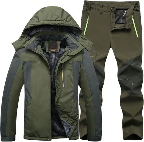 Men's Winter Ski Suit Windproof Jacket And Pants Two Piece Snowboarding Skiing Outfit With Warm Fleece Lining in Saudi Arabia