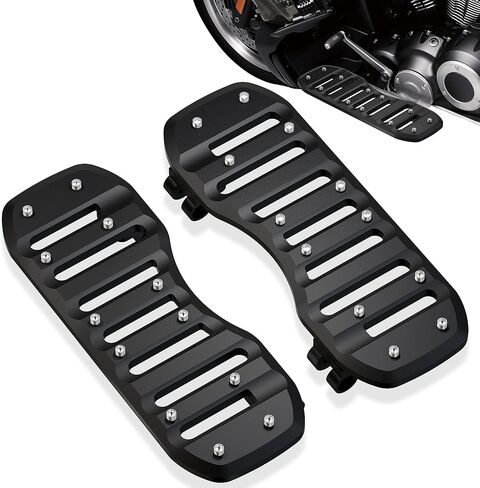 MZS Motorcycle Front Floorboards, 1984-2024 Touring Driver Footboards Rider Foot Pegs Floor Boards Black CNC Compatible with Road Glide Electra Street Glide Road King Softail Trike Ultra Limited FLD in Saudi Arabia