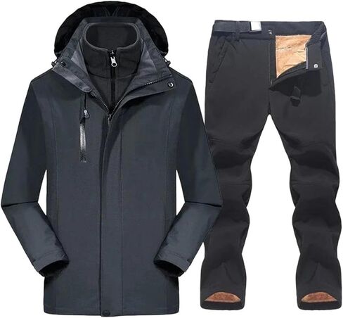 Men's Outdoor Ski Suit Snow Fleece Jacket And Pants Two Piece Breathable Snowboarding Outfit For Winter Activities in Saudi Arabia