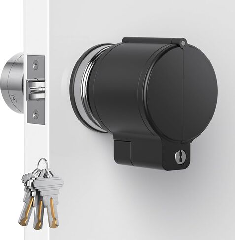 AST Door Knob Lockout Device with 3 Keys, Childproof Door Knob Covers, Lock Out to Smart Doorknob. Safety Cover for Faucet, Valve, Spigot. Prevent Access to Keyhole, Matte White with Brass Keys in Kuwait