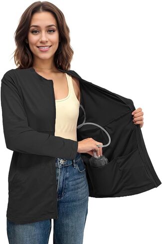 قمصان Youdiao لاستئصال الثدي مع جيوب تصريف وأكمام طويلة لاستعادة الثدي يجب أن تمتلك ملابس ناعمة بسحاب in Kuwait