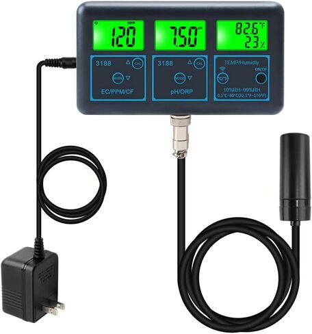 Irfora Tuya WiFi 7in1 Water Quality Tester Multi-Parameter Water Analyzer Digital Display PH/ORP/EC/PPM/CF/Humidity/Temperature Monitoring Meter for Drinking Water Aquarium Aquaculture Swimming Pool in Saudi Arabia