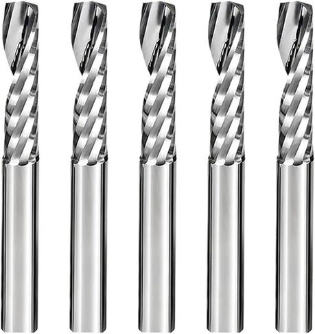 LYZYSNEJ 50 قطعة لقم توجيه CNC مطحنة نهاية 3.175 مم 4 مم 5 مم 6 مم قاطع طحن كربيد حلزوني واحد من النوع O نقش فلوت قطع طحن لخشب PVC الأكريليك (5 × 42 مم) in Kuwait