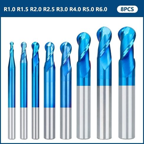 LYZYSNEJ 1Pcs Nano Blue Coat Ball Nose End Mill CNC Router Bits HRC 65 2 Flute Spiral End Mill Tungsten Carbide Cutter Milling Tool in Saudi Arabia