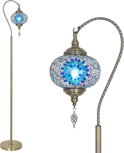 مصباح أرضي تركي ، مصابيح مغربية حديثة لغرفة المعيشة مع الظل الزجاجي المصنوع يدويًا ، مصباح قطب طويل ، مصباح طويل ، مصابيح تيفاني برونزية لضوء غرفة النوم in Kuwait