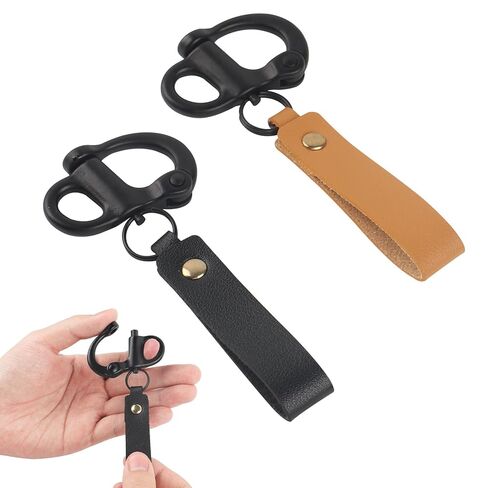 MetaVion SCBA Mask Quick Release Shackle, Black, Firefighter Accessory, 2 Pack- Marine Grade 316 Steel Snap Shackle with Leather Handle, Secure for Firefighter Gear in Kuwait